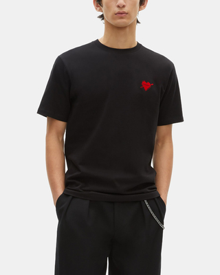 T-shirt with black heart flocking