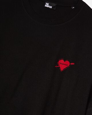 T-shirt with black heart flocking