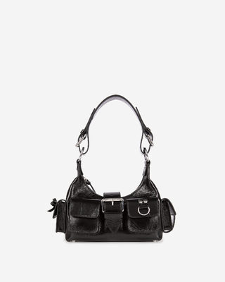 Amelia small bag in black cracked leather