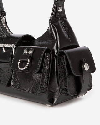 Amelia small bag in black cracked leather