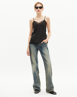 Black silk and lace camisole