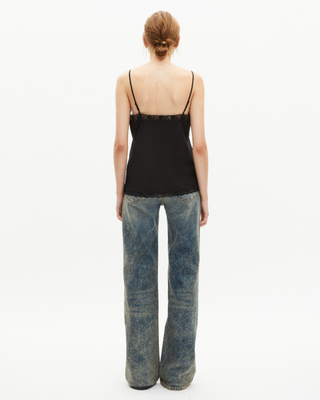 Black silk and lace camisole