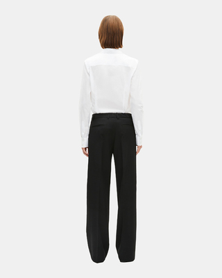 Wide-leg black wool pants