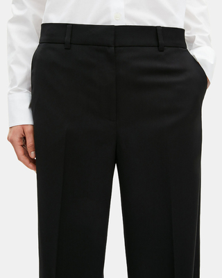 Wide-leg black wool pants