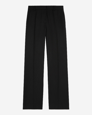 Wide-leg black wool pants