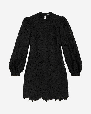 Short dress in black floral lace