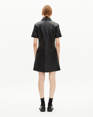 Short black leather dress