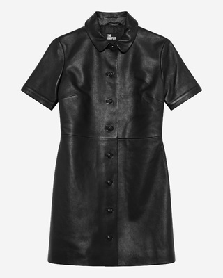 Short black leather dress