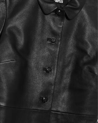 Short black leather dress