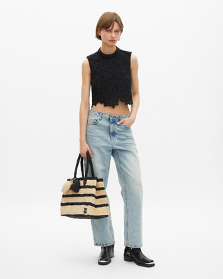 Black lace crop top