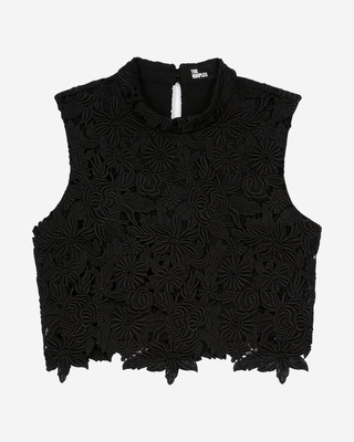 Black lace crop top
