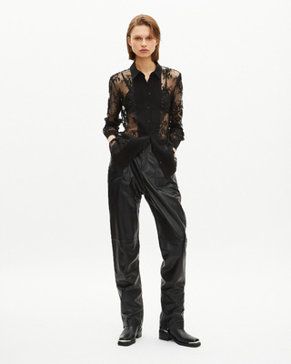 Black lace sheer shirt