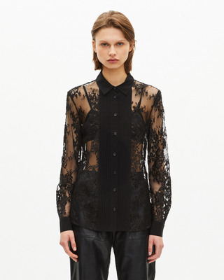Black lace sheer shirt