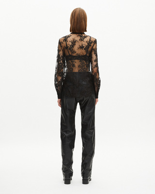 Black lace sheer shirt