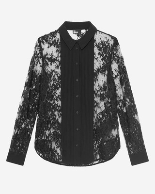 Black lace sheer shirt
