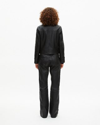 Short black leather jacket