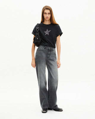 Black wide-leg jeans