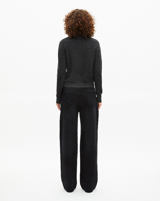Black cowl-neck sweater