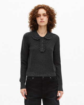 Black cowl-neck sweater