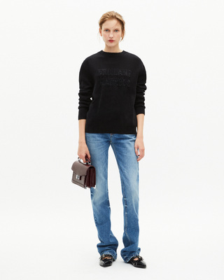 Sweater with black lurex jaquard