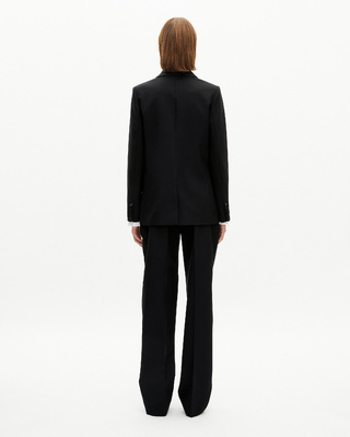 Black satin detail suit jacket