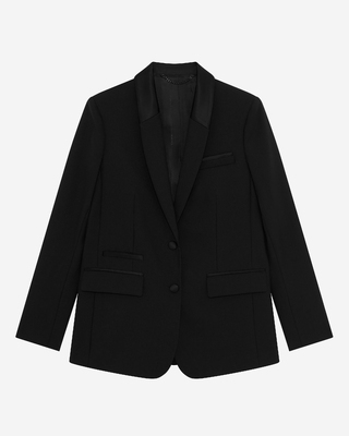 Black satin detail suit jacket