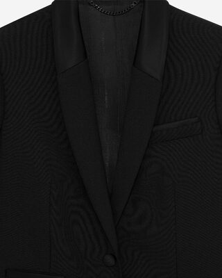 Black satin detail suit jacket