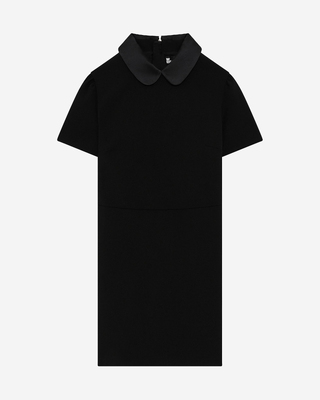 Short dress with claudine collar in black satin