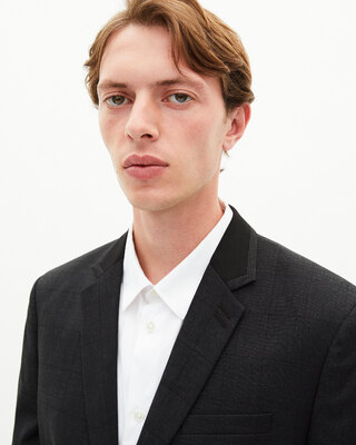 Black wool plaid suit jacket