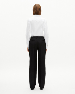 Wide-leg pants with black satin details