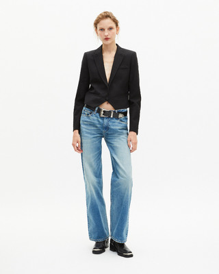 Short asymmetrical black jacket