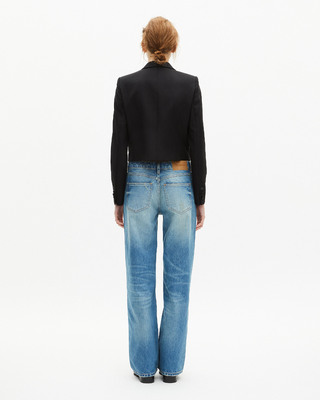 Short asymmetrical black jacket