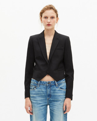 Short asymmetrical black jacket