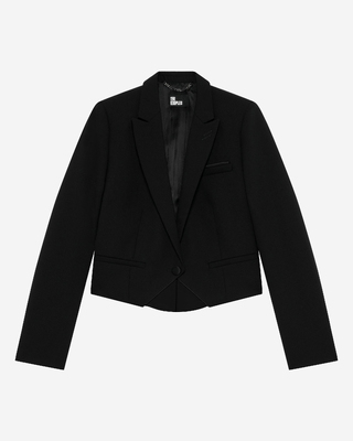 Short asymmetrical black jacket