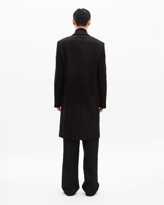 Black leather lapel collar coat