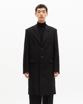 Black leather lapel collar coat
