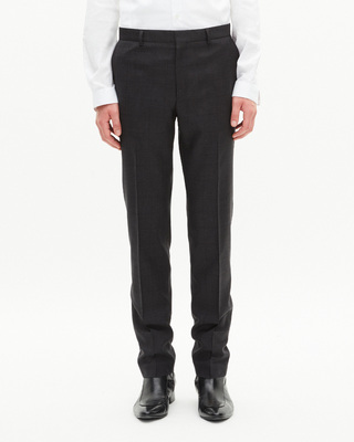 Black wool plaid slim fit suit pants