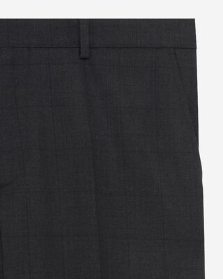 Black wool plaid slim fit suit pants