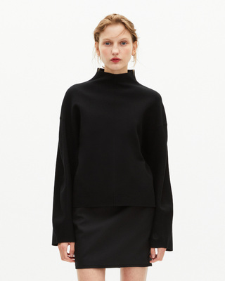 Black mock-neck sweater