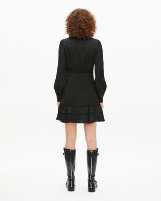 Short black leopard jacquard dress