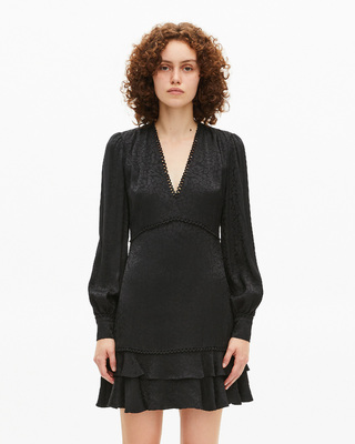 Short black leopard jacquard dress