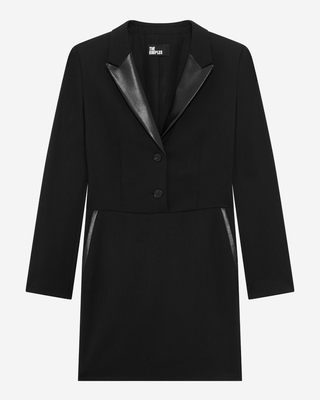 Short dress with black leather collar
