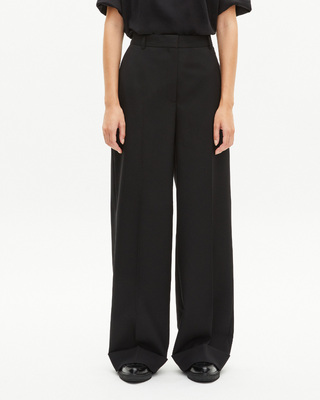 Wide-leg pants with black cuffs