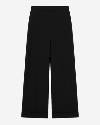 Wide-leg pants with black cuffs