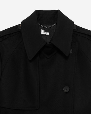 Long black cotton trench coat