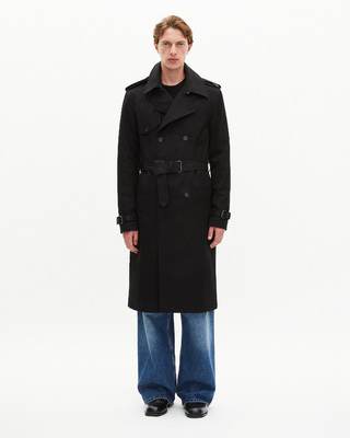 Straight cut trench coat in black cotton