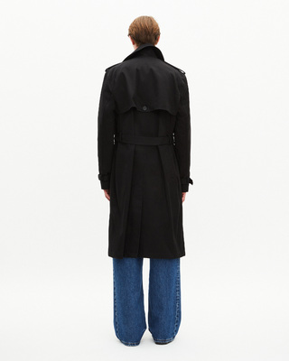Straight cut trench coat in black cotton