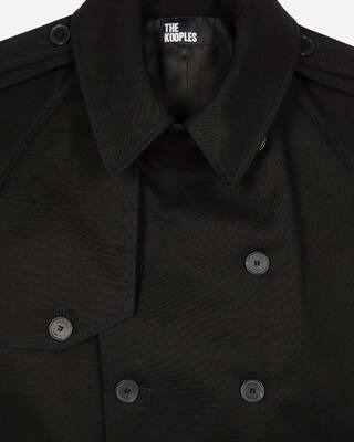 Straight cut trench coat in black cotton