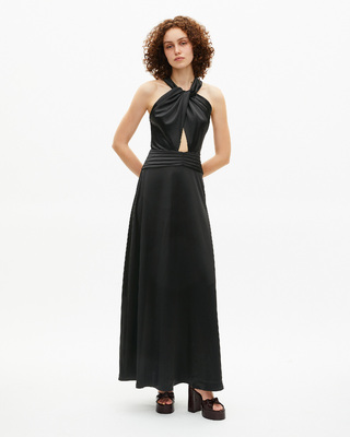Black sleeveless maxi dress