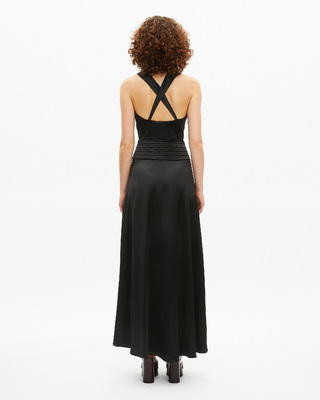 Black sleeveless maxi dress